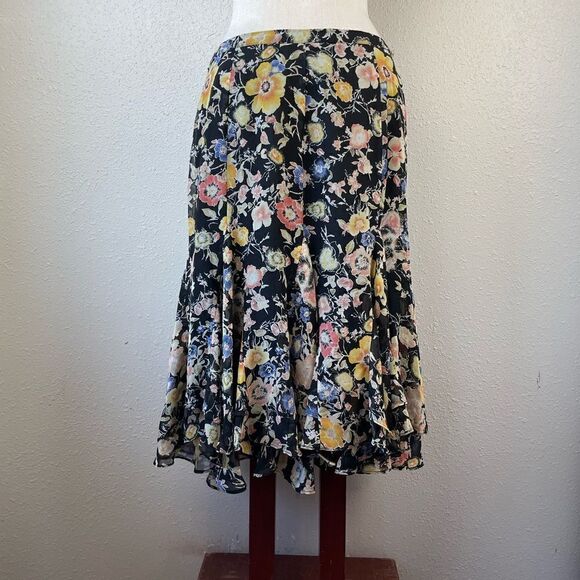 Uniform JohnPaulRichard Floral Midi Skirt Size M EUC - Picture 1 of 6
